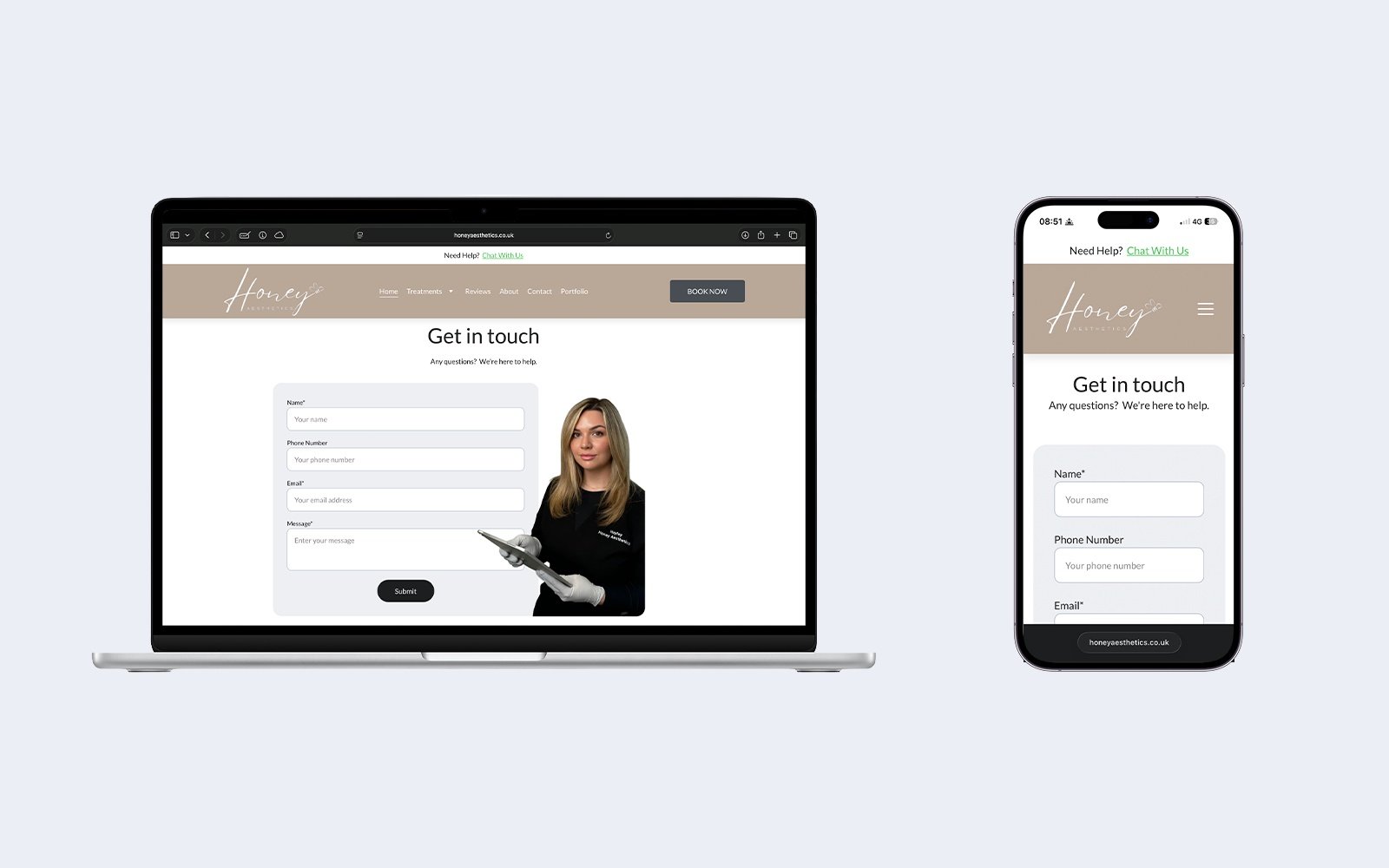 Example treatment page layout with clear title and readable content on desktop and mobile.