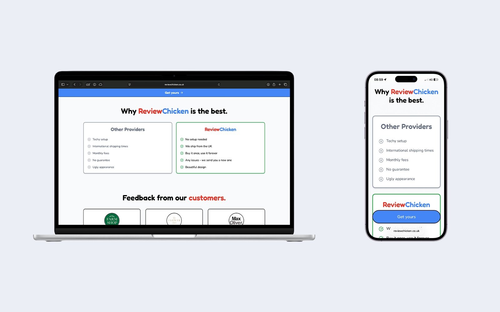 Step-by-step explanation of how the NFC review stand works on desktop and mobile.